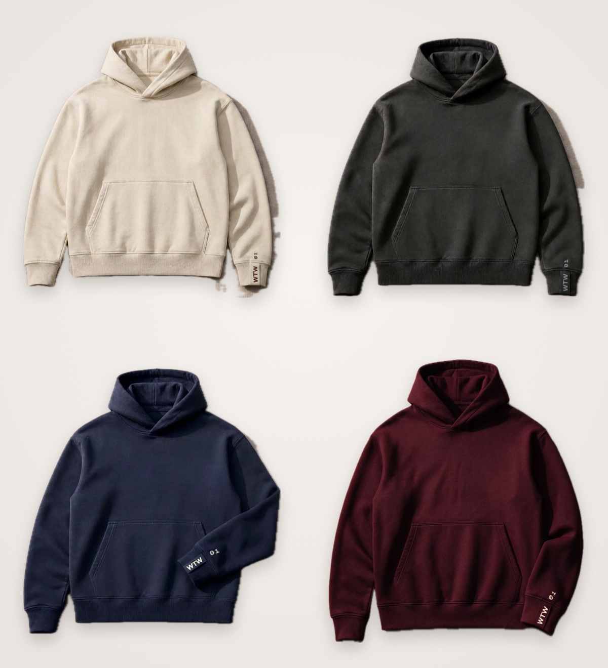 The Weather Hoodie in Cloud, Storm, Midnight and Dusk